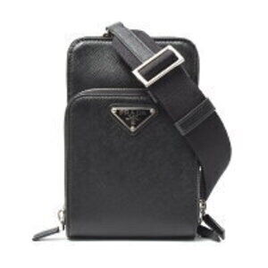 Prada Smartphone Crossbody Shoulder Bag Saffiano Black
